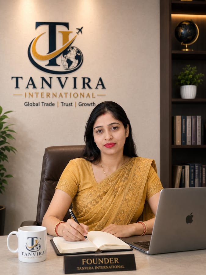 Priyanka Chauhan, founder of Tanvira International, on a factory floor in Gujarat